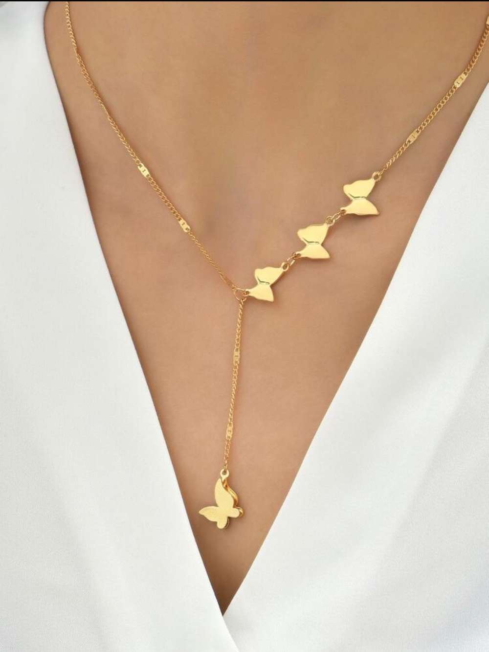 Gold Butterfly Y-Drop Necklace - Women Jewelry